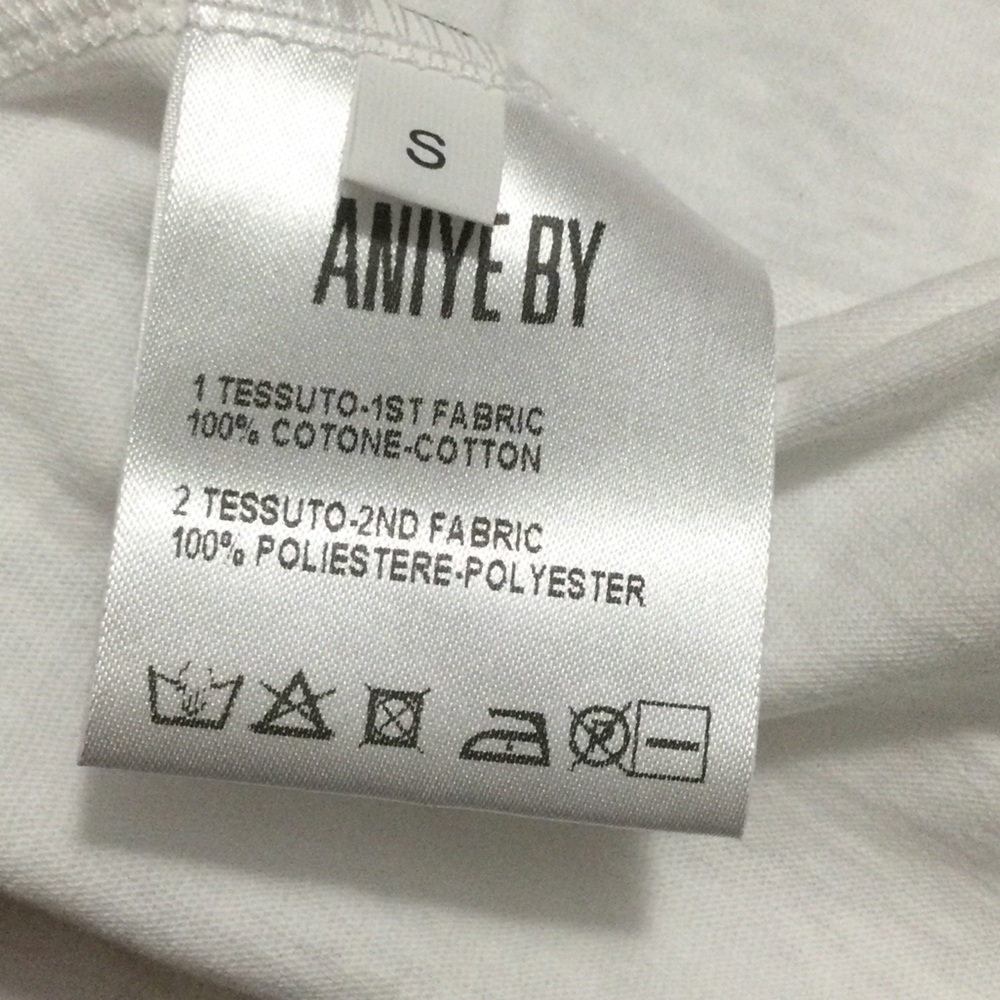 Aniye By White Cotton Graphic Tee with Long Rippled Sleeves Size S - Picture 7 of 9